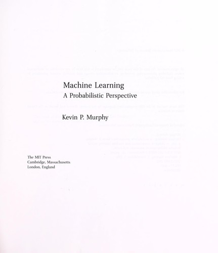 Machine Learning: A Probabilistic Perspective cover